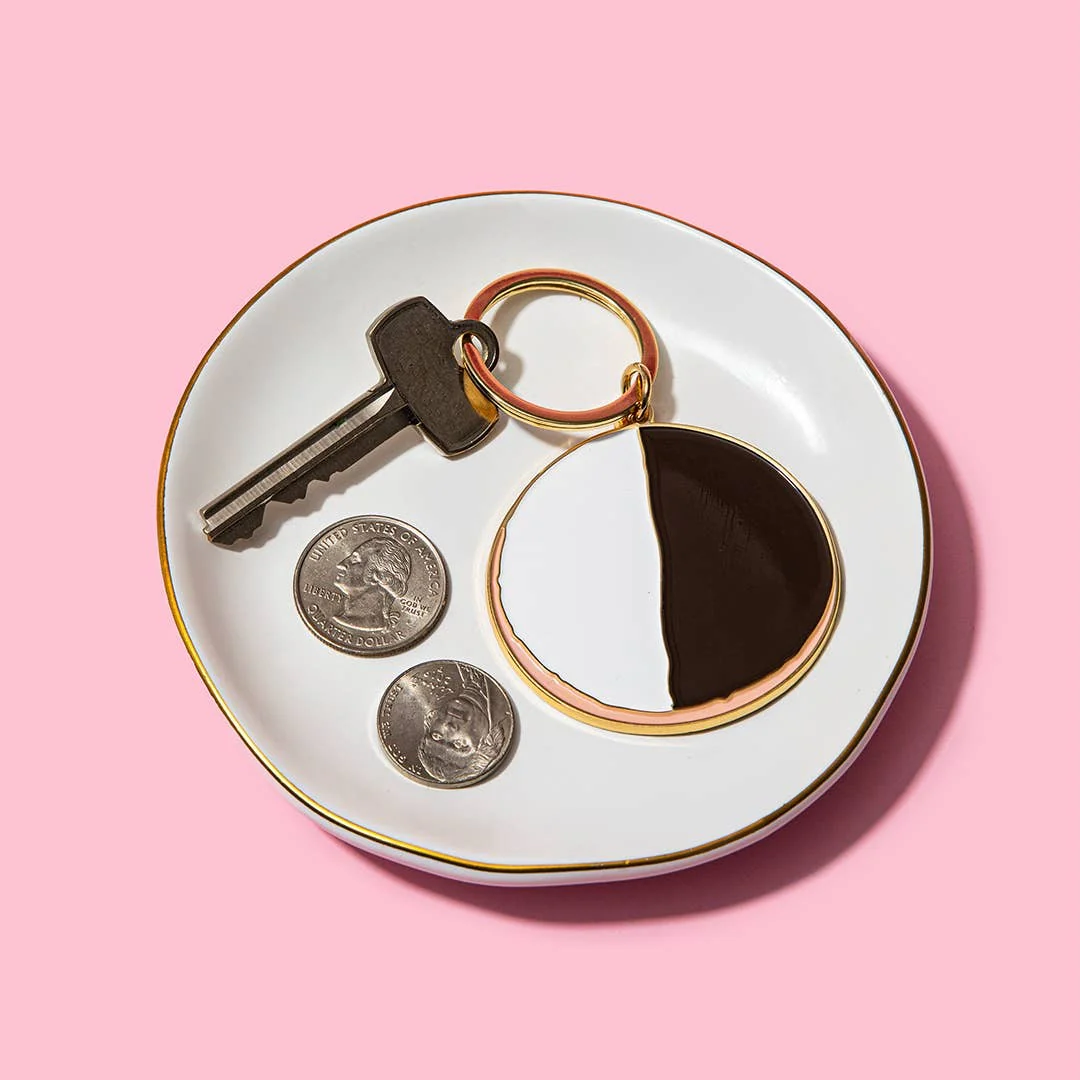 Black And White Cookie Enamel Keychain - Image 2