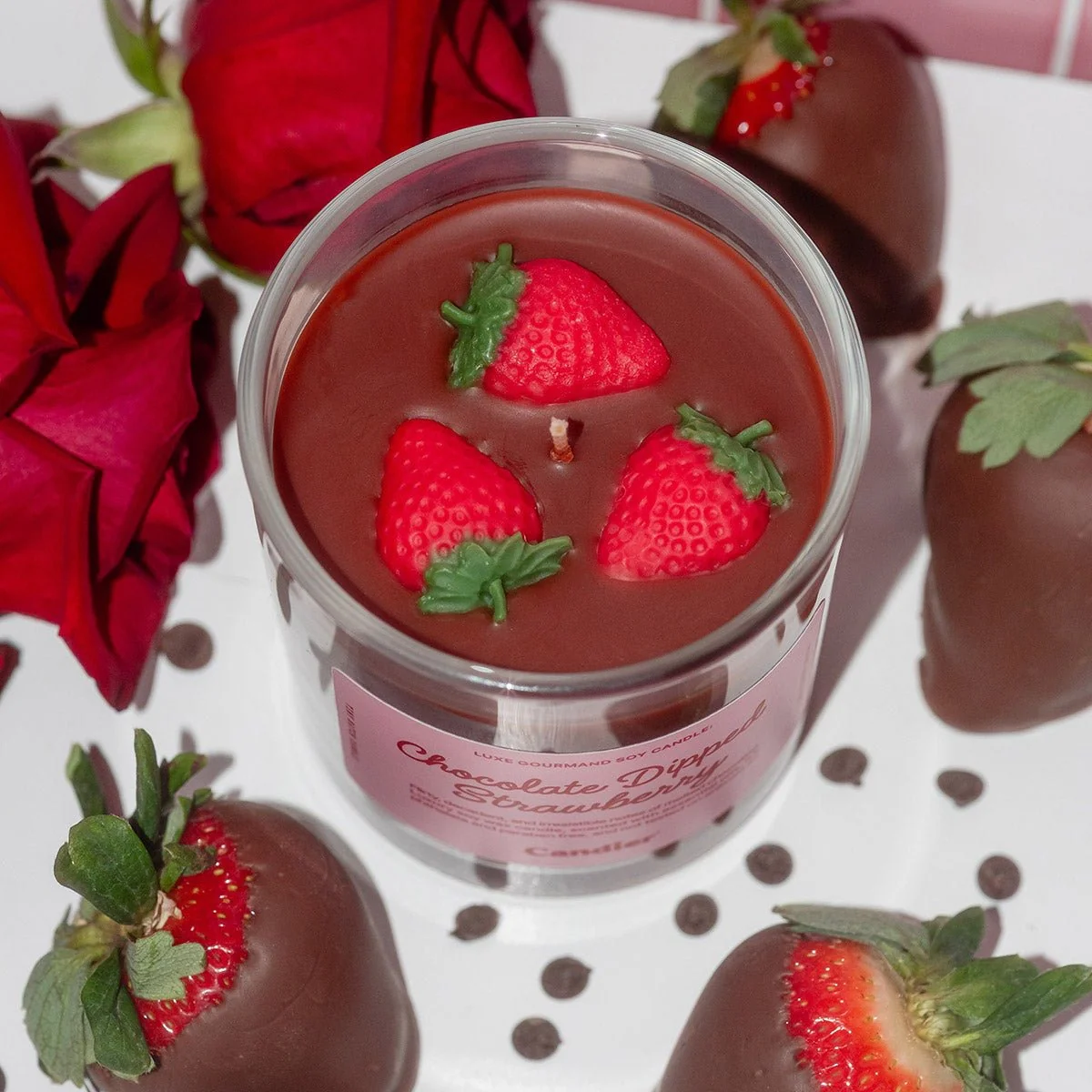 Chocolate Dipped Strawberry Candle - Image 3