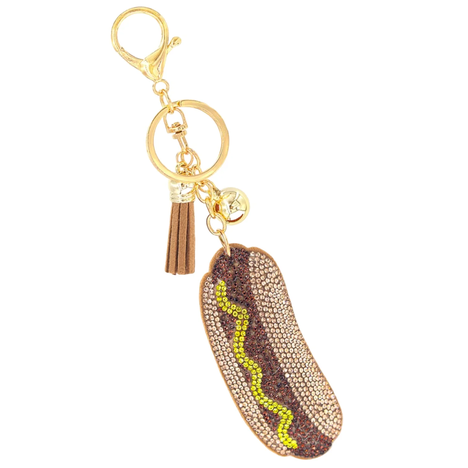 Rhinestone Hot Dog Keychain