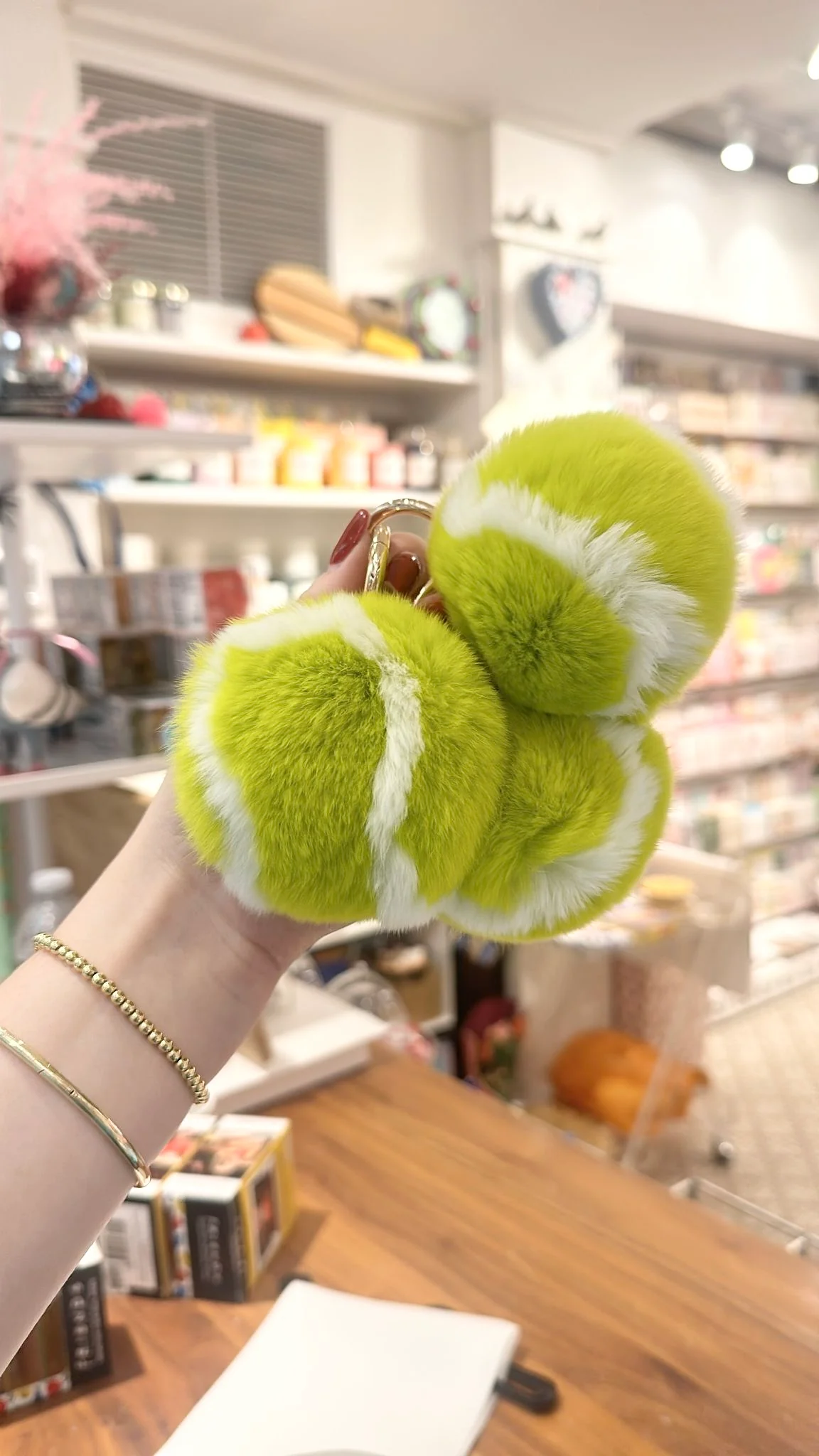 Fluffy Tennis Ball Keychain - Image 2