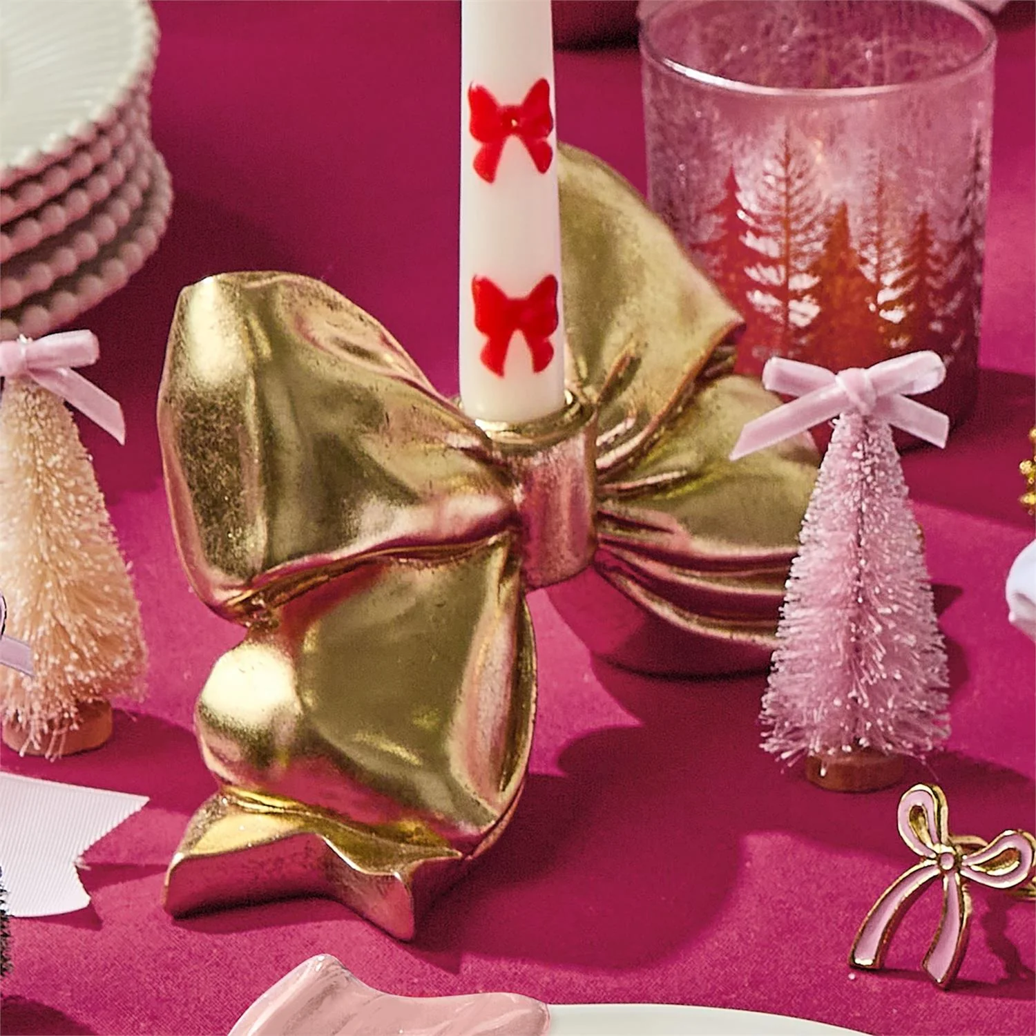 Gold Bow Taper Candle Holder - Image 4