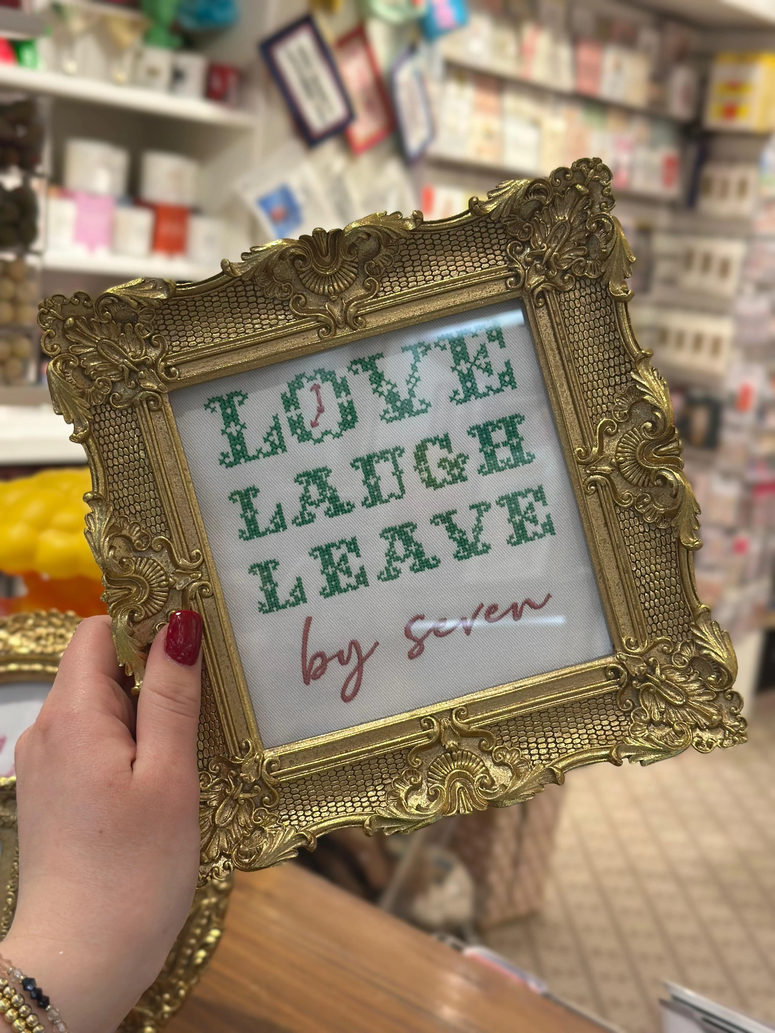 Love Laugh Leave by 7 Embroidered Framed Art - Image 3