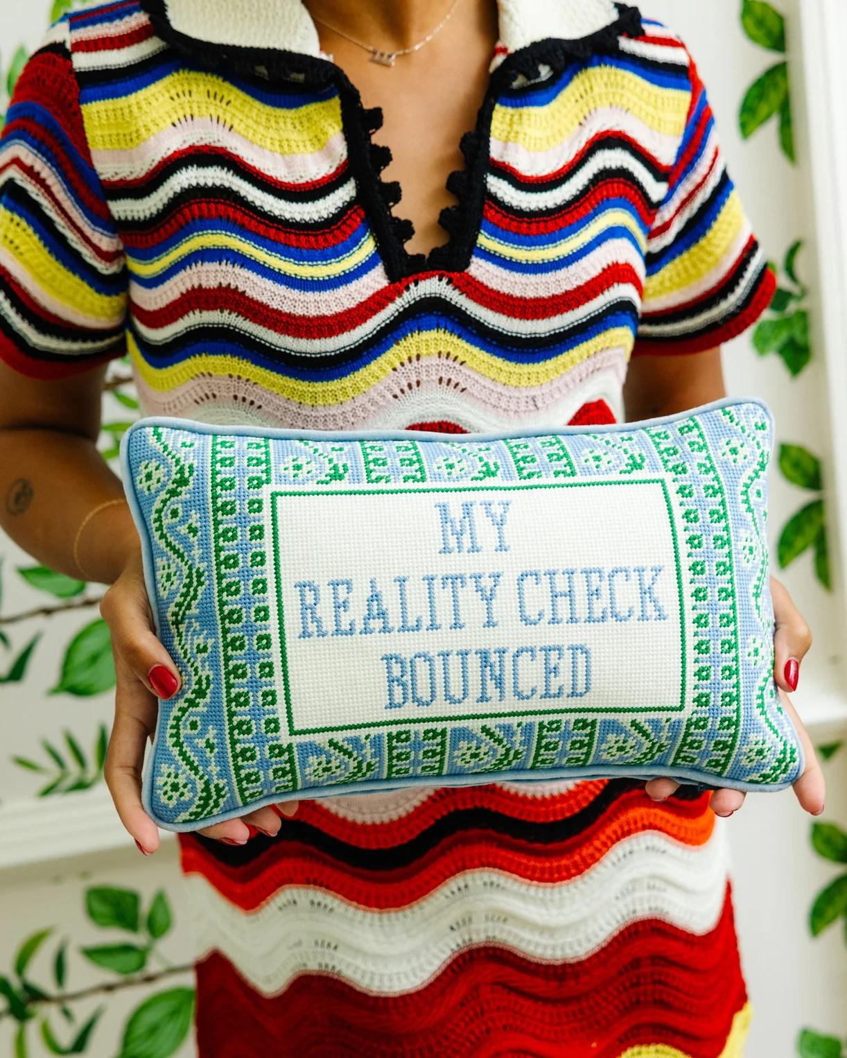 Reality Check Needlepoint Pillow - Image 3