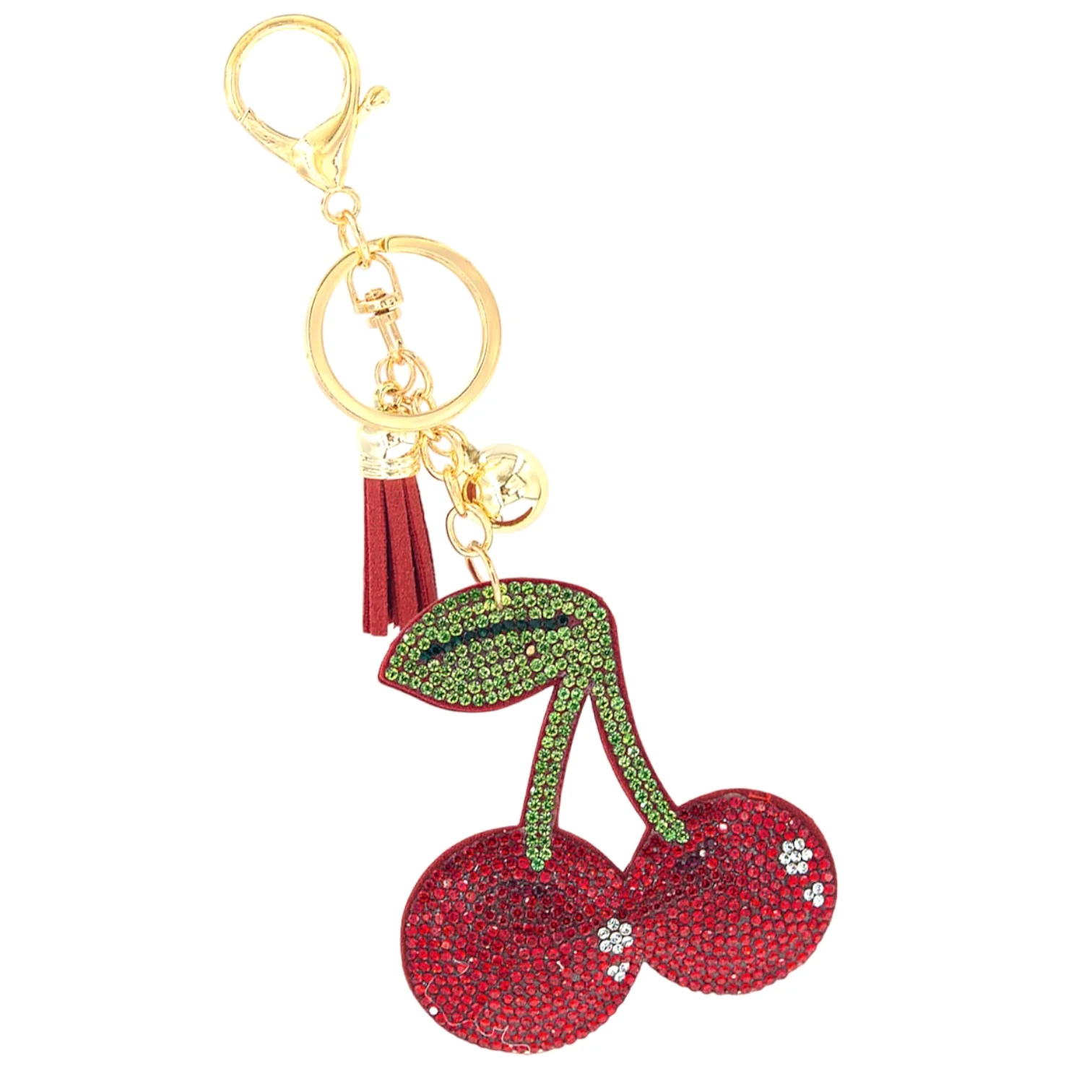 Rhinestone Cherry Keychain