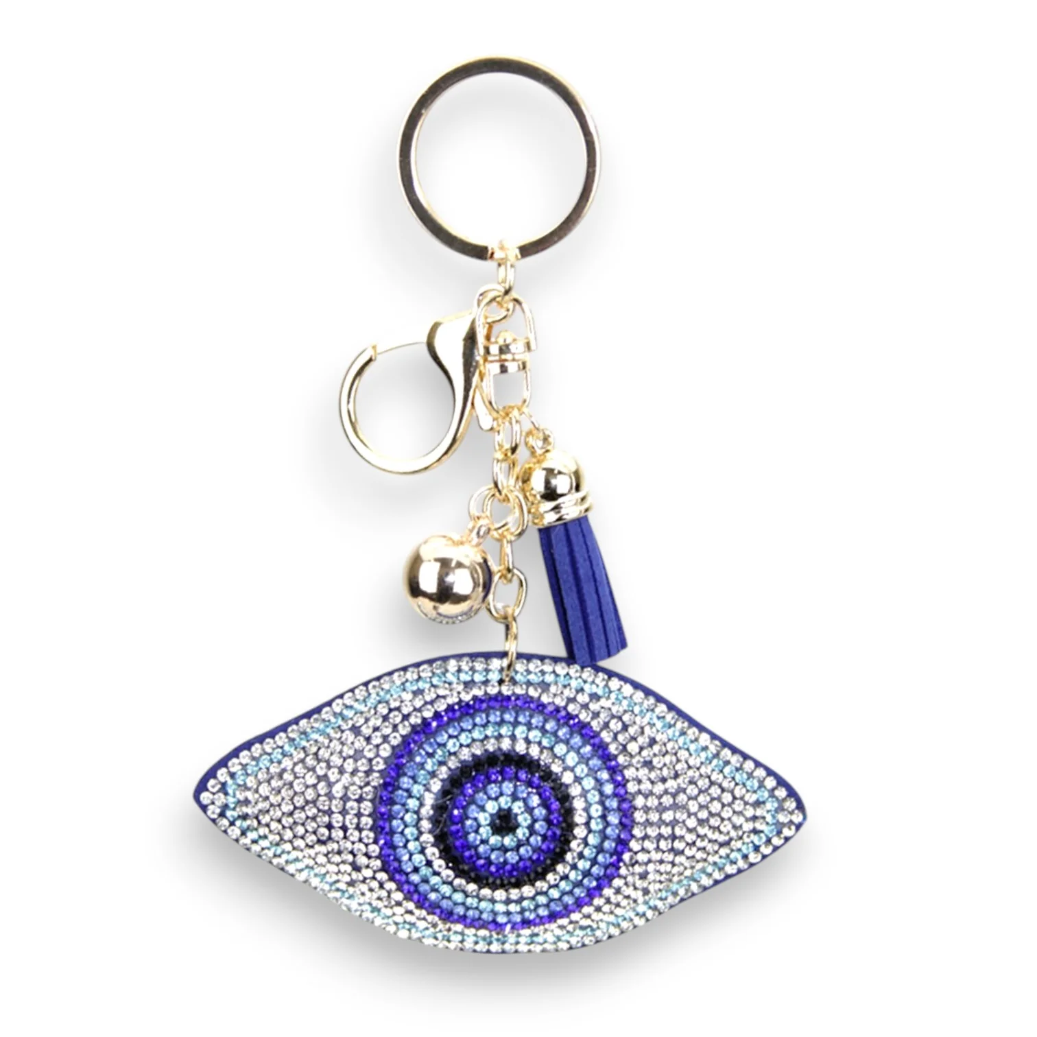 Rhinestone Evil Eye Blue White Keychain