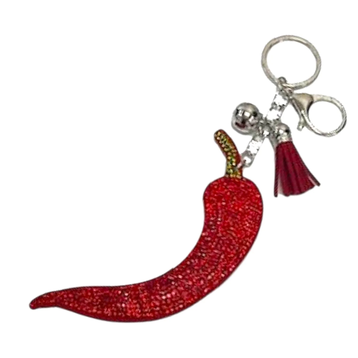 Rhinestone Hot Chili Pepper Keychain