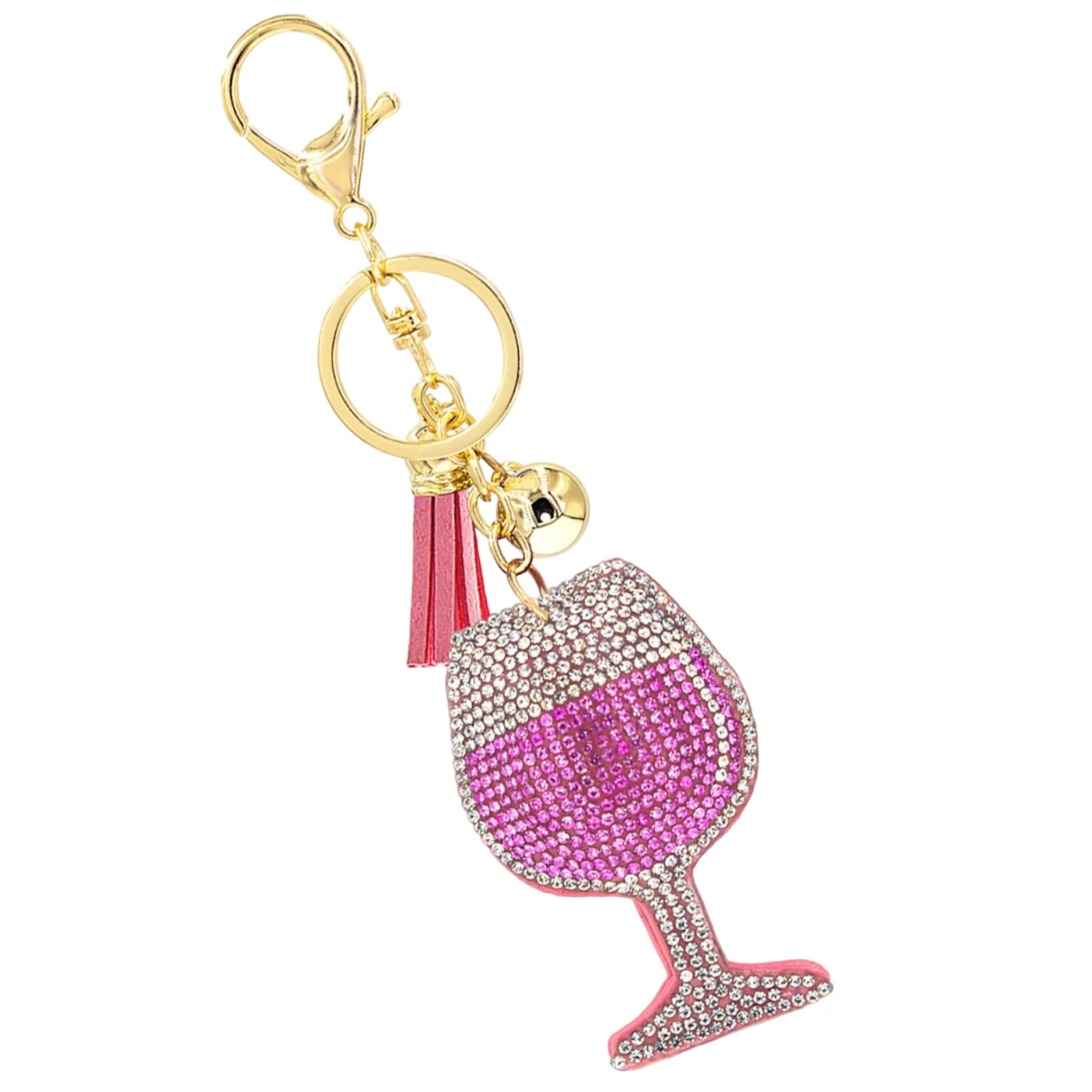 Rhinestone Wine Glass Keychain